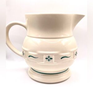 Longaberger Pottery Pitcher Heritage Green Pattern